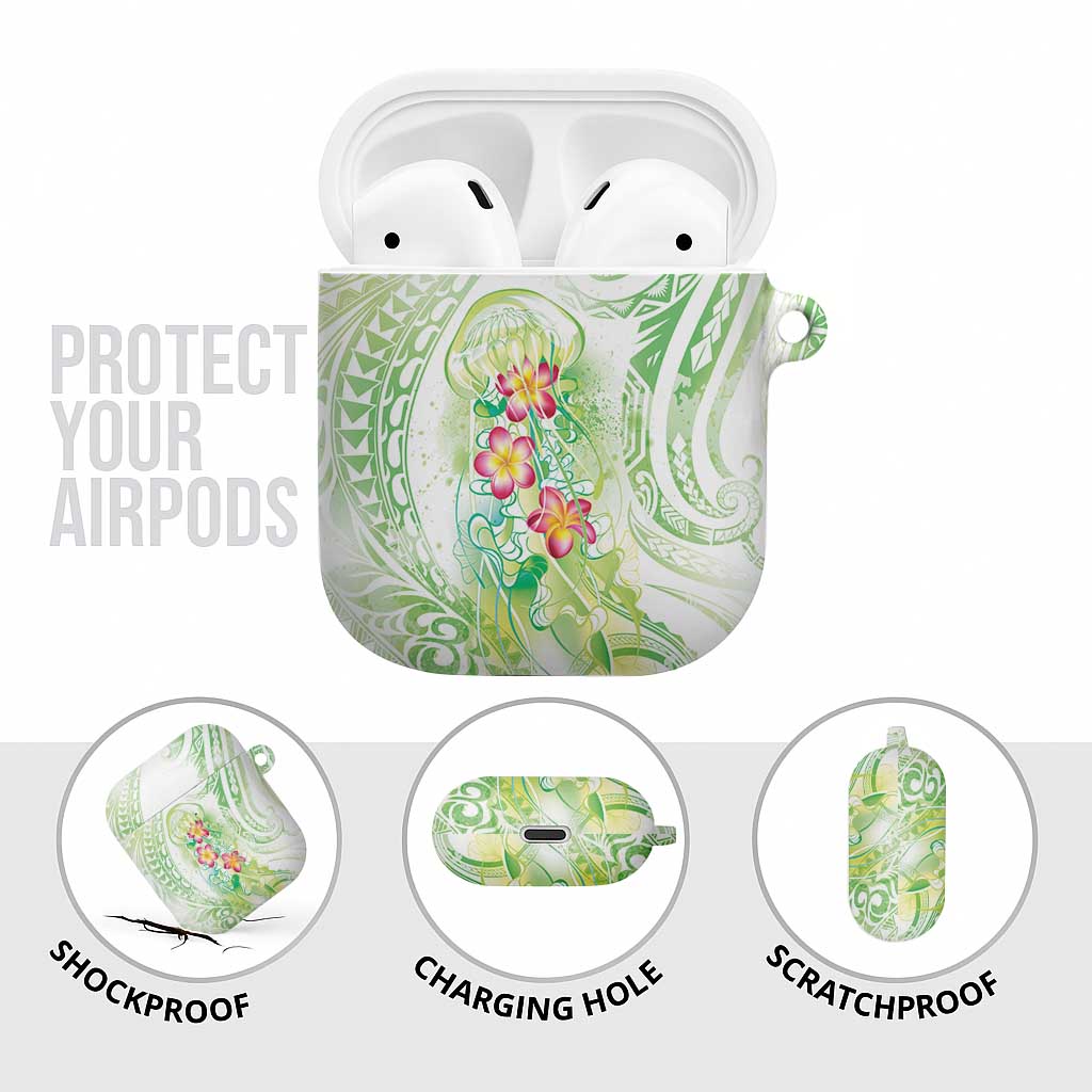 Summer Green Polynesian Jellyfish AirPods Case Watercolor Glows LT7 - Polynesian Pride