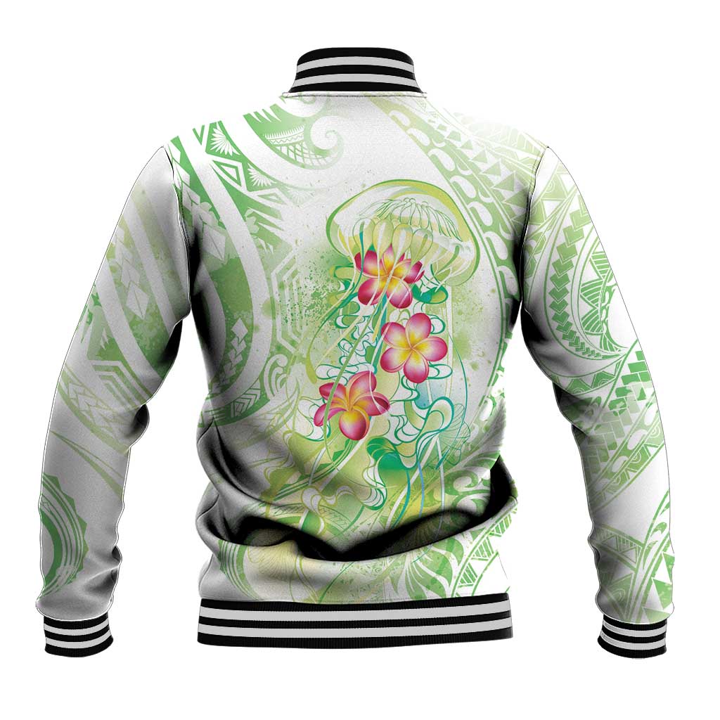 Summer Green Polynesian Jellyfish Baseball Jacket Watercolor Glows LT7 - Polynesian Pride
