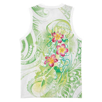 Summer Green Polynesian Jellyfish Basketball Jersey Watercolor Glows LT7 - Polynesian Pride