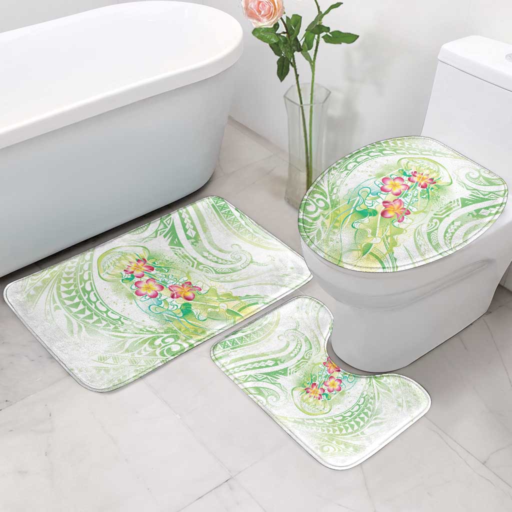 Summer Green Polynesian Jellyfish Bathroom Set Watercolor Glows - Polynesian Pride