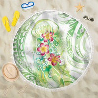 Summer Green Polynesian Jellyfish Beach Blanket Watercolor Glows LT7 One Size 150cm Light Green - Polynesian Pride