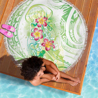 Summer Green Polynesian Jellyfish Beach Blanket Watercolor Glows LT7 - Polynesian Pride