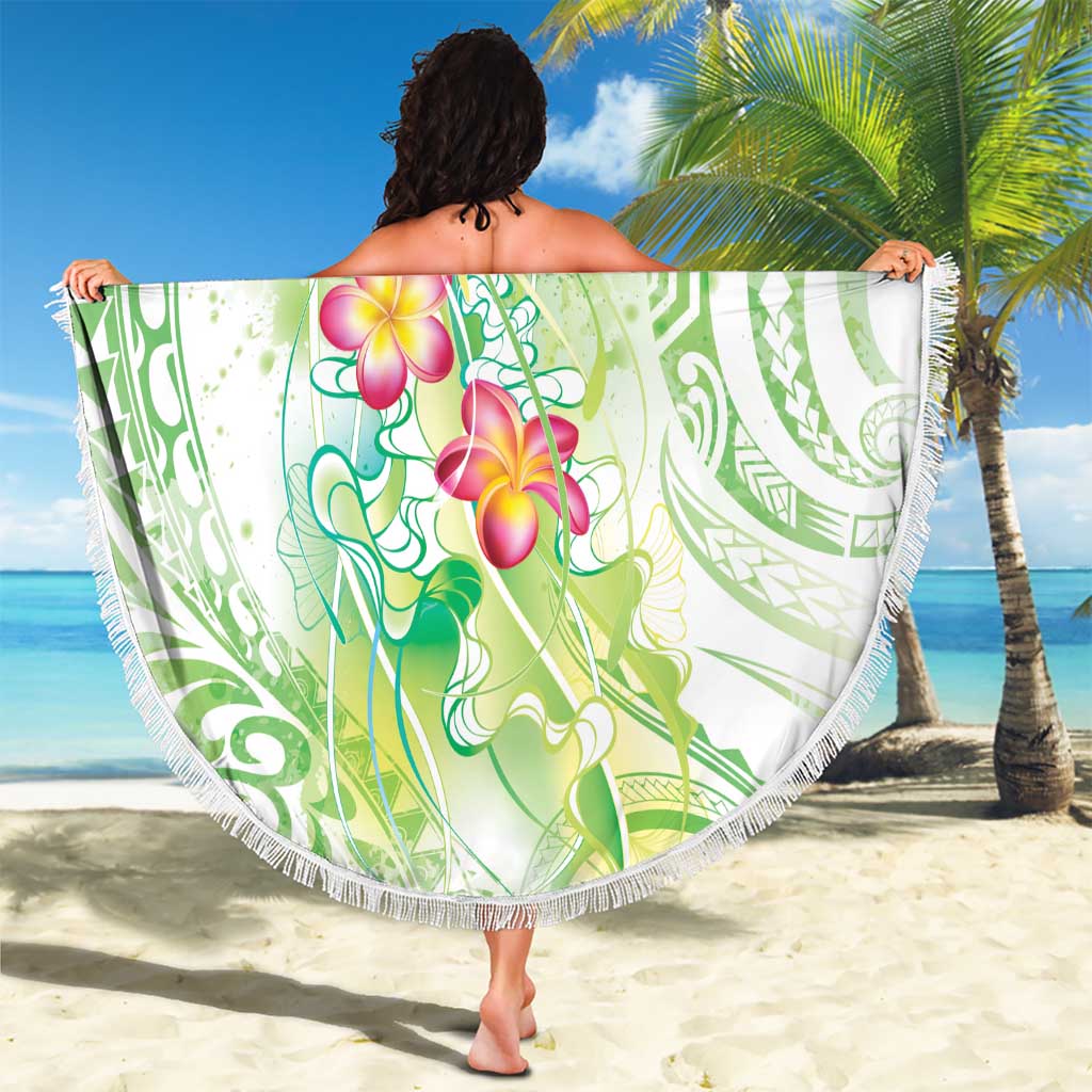 Summer Green Polynesian Jellyfish Beach Blanket Watercolor Glows LT7 - Polynesian Pride