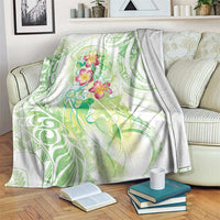 Summer Green Polynesian Jellyfish Blanket Watercolor Glows - Polynesian Pride