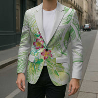 Summer Green Polynesian Jellyfish Blazer Watercolor Glows - Polynesian Pride