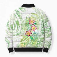 Summer Green Polynesian Jellyfish Bomber Puffer Jacket Watercolor Glows LT7 - Polynesian Pride