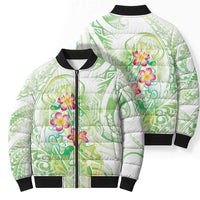 Summer Green Polynesian Jellyfish Bomber Puffer Jacket Watercolor Glows LT7 - Polynesian Pride