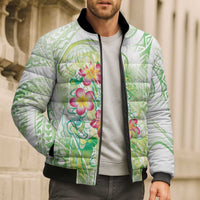 Summer Green Polynesian Jellyfish Bomber Puffer Jacket Watercolor Glows LT7 - Polynesian Pride