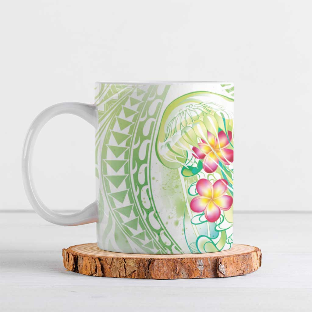 Summer Green Polynesian Jellyfish Ceramic Mug Watercolor Glows LT7 Light Green - Polynesian Pride
