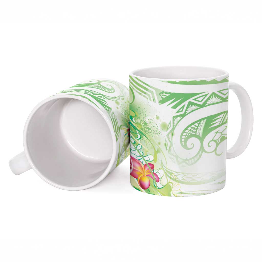 Summer Green Polynesian Jellyfish Ceramic Mug Watercolor Glows LT7 - Polynesian Pride