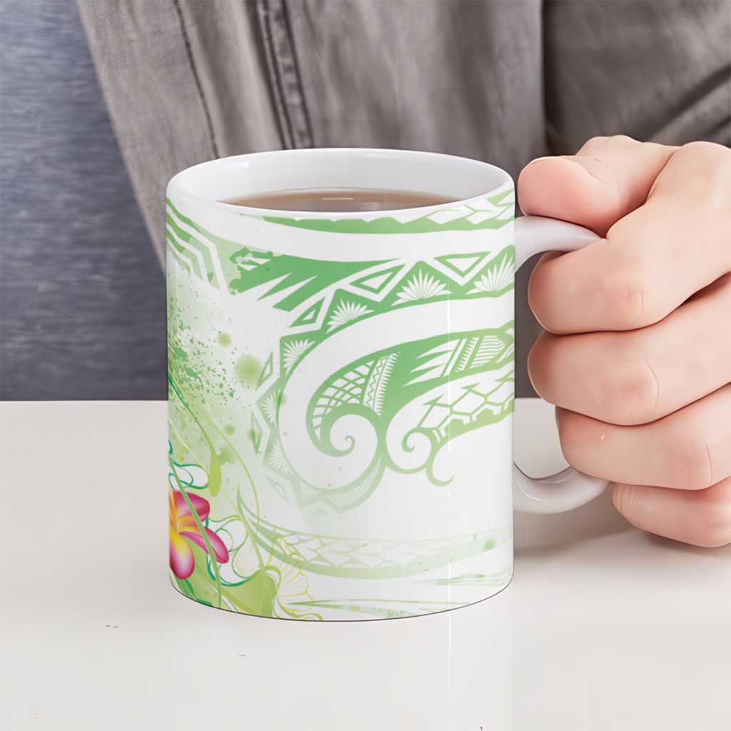 Summer Green Polynesian Jellyfish Ceramic Mug Watercolor Glows LT7 - Polynesian Pride