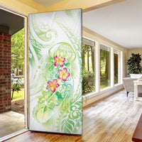 Summer Green Polynesian Jellyfish Door Cover Watercolor Glows LT7 - Polynesian Pride
