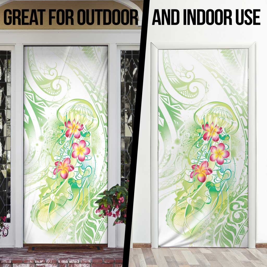 Summer Green Polynesian Jellyfish Door Cover Watercolor Glows LT7 - Polynesian Pride