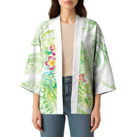 Summer Green Polynesian Jellyfish Kimono Watercolor Glows LT7 - Polynesian Pride