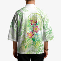 Summer Green Polynesian Jellyfish Kimono Watercolor Glows LT7 - Polynesian Pride