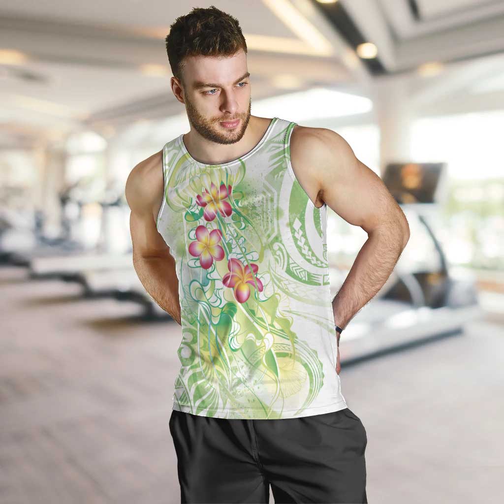 Summer Green Polynesian Jellyfish Men Tank Top Watercolor Glows LT7 Light Green - Polynesian Pride