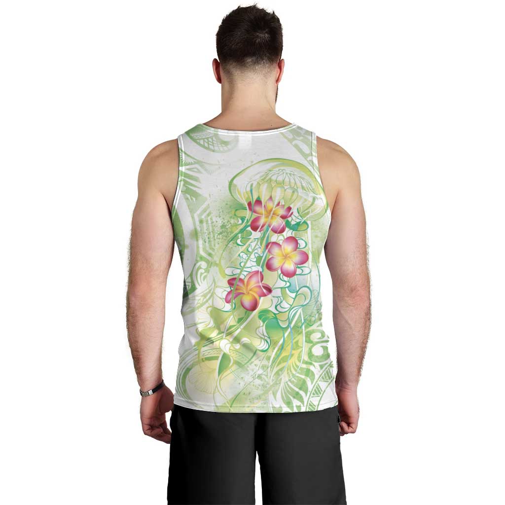 Summer Green Polynesian Jellyfish Men Tank Top Watercolor Glows LT7 - Polynesian Pride