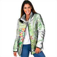 Summer Green Polynesian Jellyfish Padded Jacket Watercolor Glows LT7 Women Light Green - Polynesian Pride