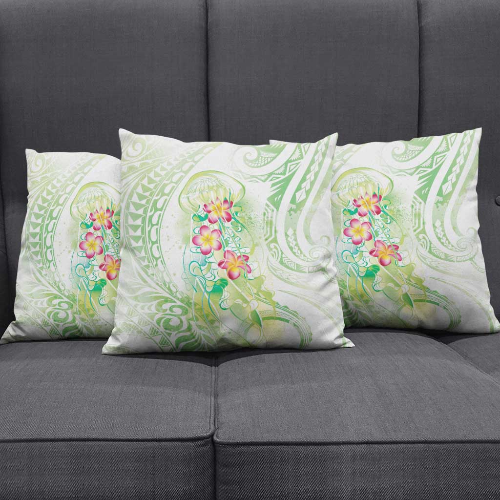 Summer Green Polynesian Jellyfish Pillow Cover Watercolor Glows - Polynesian Pride