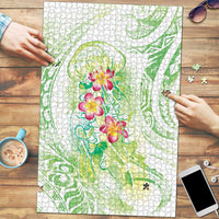 Summer Green Polynesian Jellyfish Puzzle Watercolor Glows LT7 Light Green - Polynesian Pride