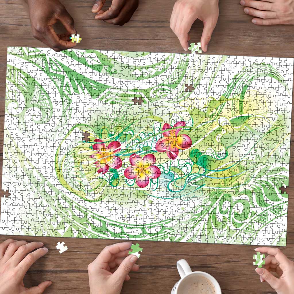 Summer Green Polynesian Jellyfish Puzzle Watercolor Glows LT7 - Polynesian Pride