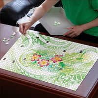 Summer Green Polynesian Jellyfish Puzzle Watercolor Glows LT7 - Polynesian Pride