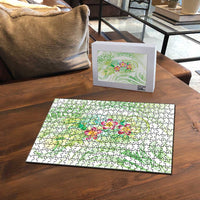 Summer Green Polynesian Jellyfish Puzzle Watercolor Glows LT7 - Polynesian Pride