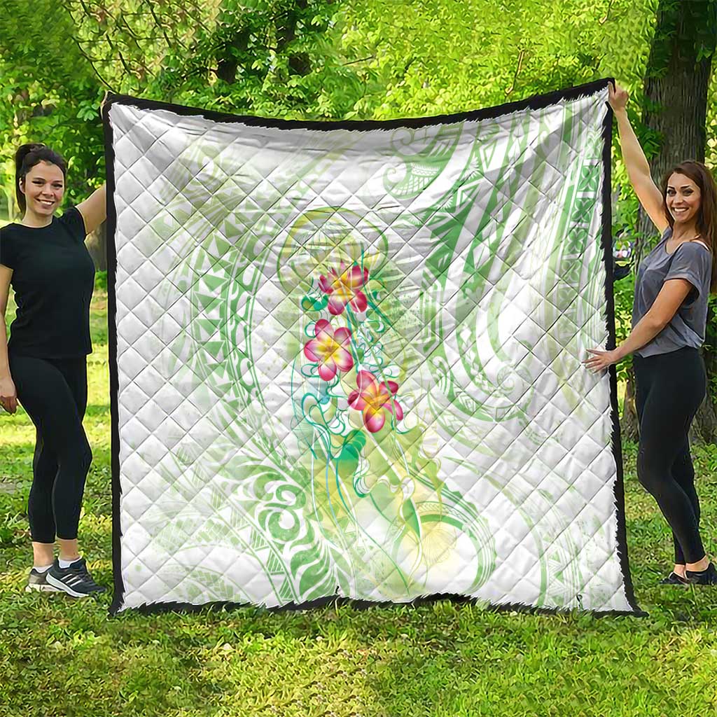 Summer Green Polynesian Jellyfish Quilt Watercolor Glows - Polynesian Pride