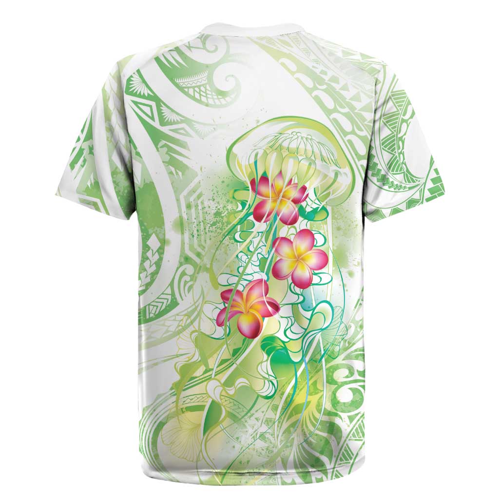 Summer Green Polynesian Jellyfish Rugby Jersey Watercolor Glows LT7 - Polynesian Pride
