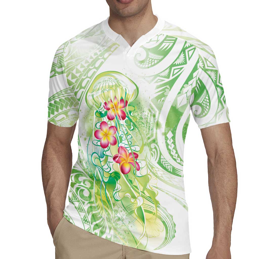 Summer Green Polynesian Jellyfish Rugby Jersey Watercolor Glows LT7 - Polynesian Pride