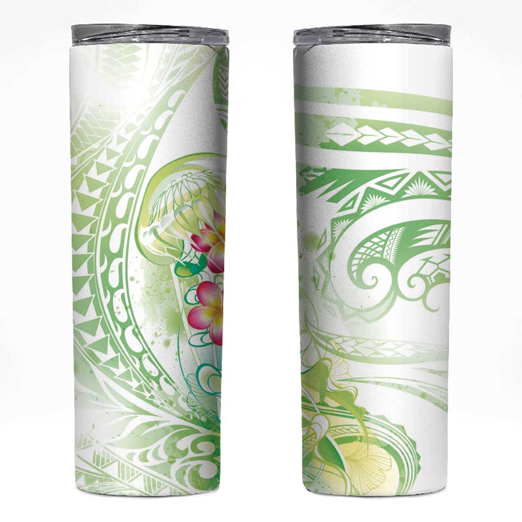 Summer Green Polynesian Jellyfish Skinny Tumbler Watercolor Glows - Polynesian Pride