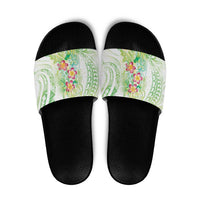 Summer Green Polynesian Jellyfish Slide Sandals Watercolor Glows - Polynesian Pride