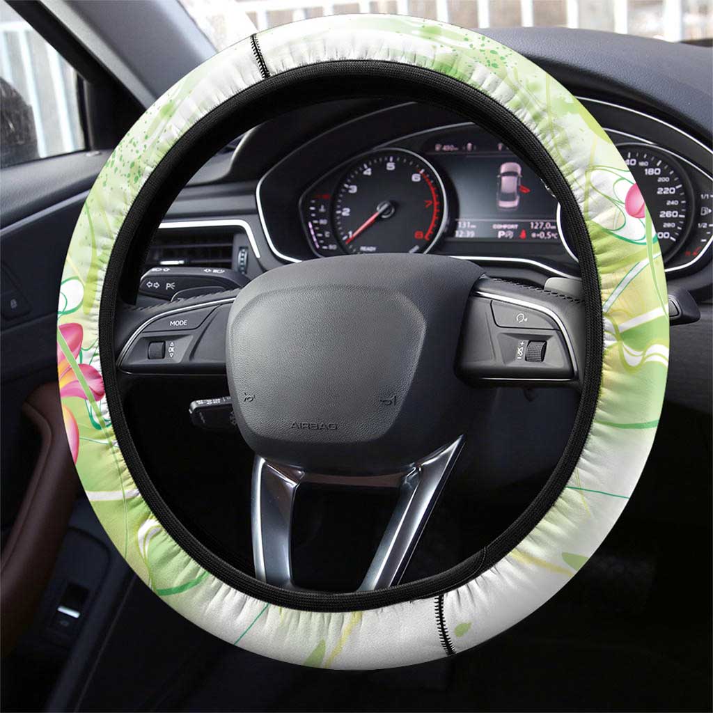 Summer Green Polynesian Jellyfish Steering Wheel Cover Watercolor Glows LT7 - Polynesian Pride