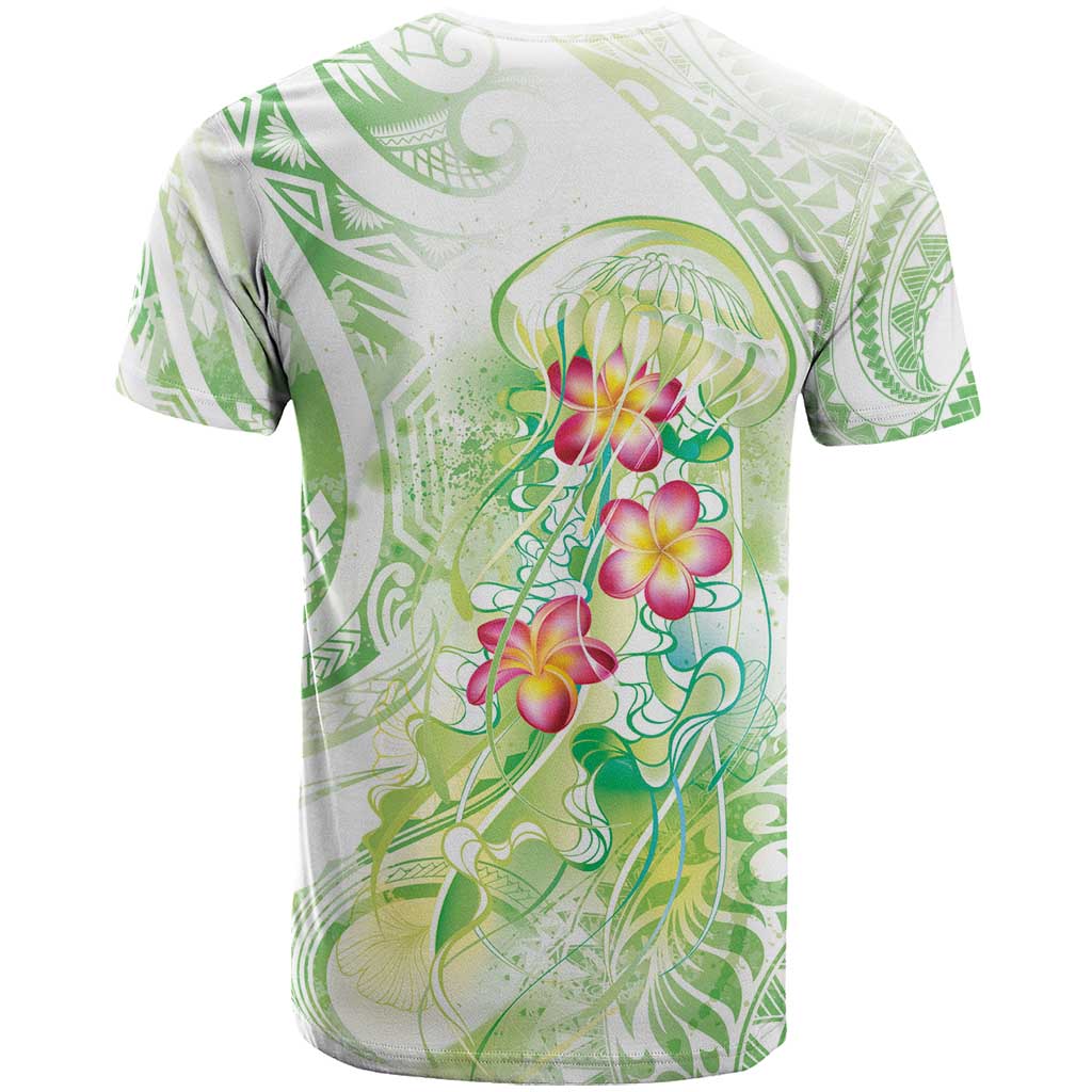 Summer Green Polynesian Jellyfish T Shirt Watercolor Glows - Polynesian Pride