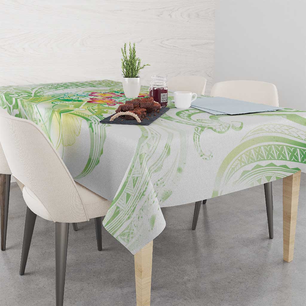 Summer Green Polynesian Jellyfish Tablecloth Watercolor Glows LT7 - Polynesian Pride
