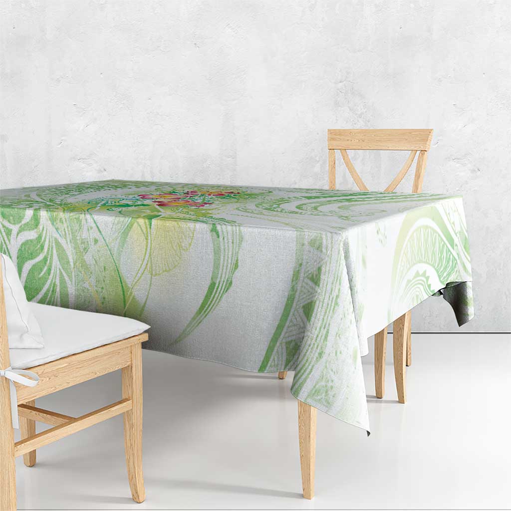 Summer Green Polynesian Jellyfish Tablecloth Watercolor Glows LT7 - Polynesian Pride