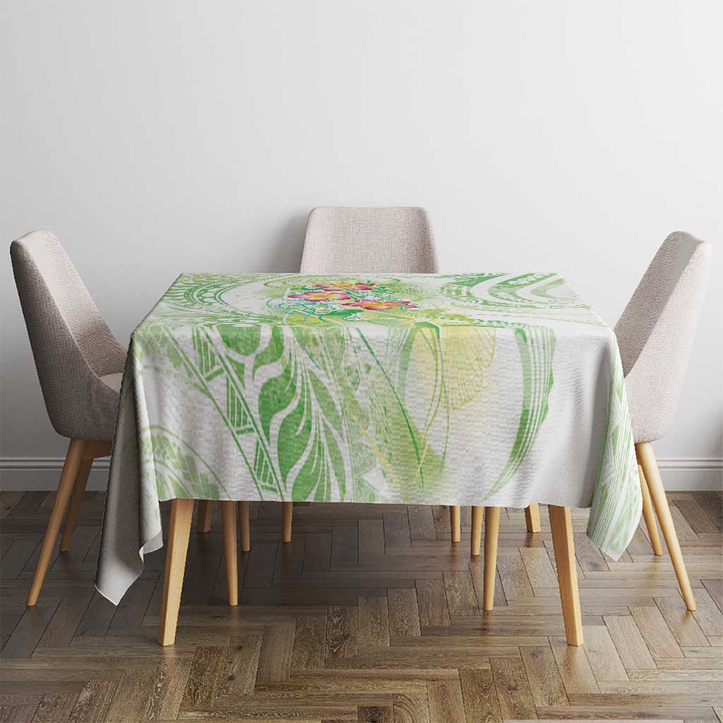 Summer Green Polynesian Jellyfish Tablecloth Watercolor Glows LT7 - Polynesian Pride