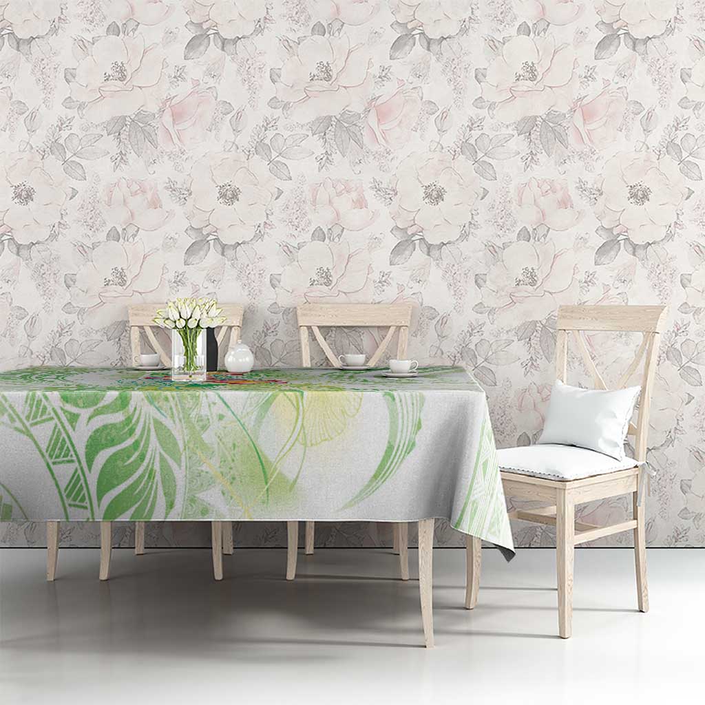 Summer Green Polynesian Jellyfish Tablecloth Watercolor Glows LT7 - Polynesian Pride