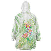 Summer Green Polynesian Jellyfish Wearable Blanket Hoodie Watercolor Glows LT7 - Polynesian Pride