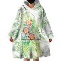 Summer Green Polynesian Jellyfish Wearable Blanket Hoodie Watercolor Glows LT7 - Polynesian Pride