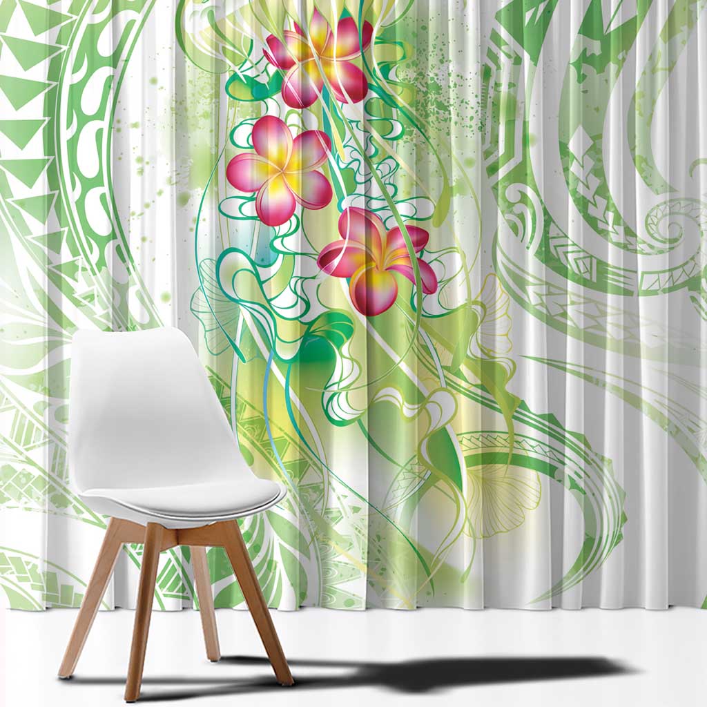 Summer Green Polynesian Jellyfish Window Curtain Watercolor Glows - Polynesian Pride