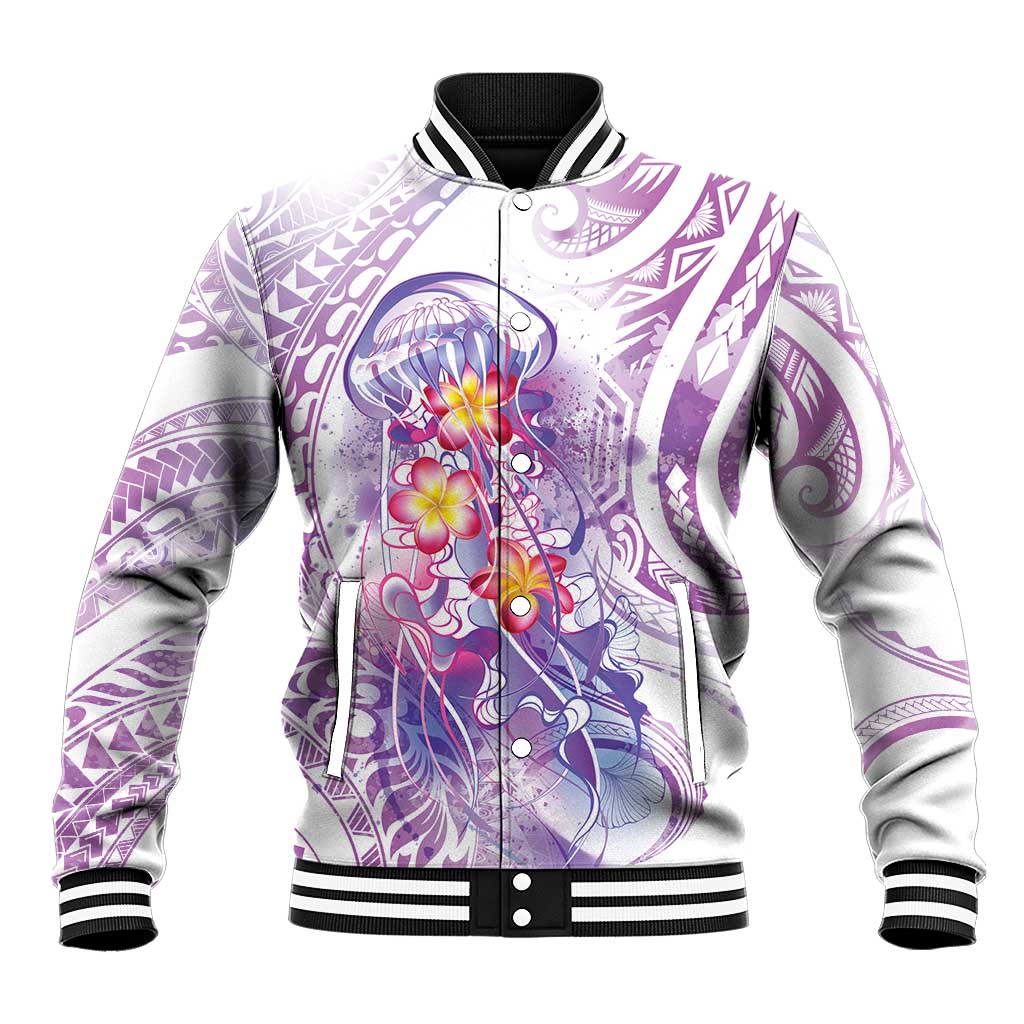 Lavender Polynesian Jellyfish Baseball Jacket Watercolor Glows LT7 Unisex Lavender - Polynesian Pride
