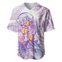 Lavender Polynesian Jellyfish Baseball Jersey Watercolor Glows - Polynesian Pride