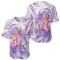 Lavender Polynesian Jellyfish Baseball Jersey Watercolor Glows - Polynesian Pride