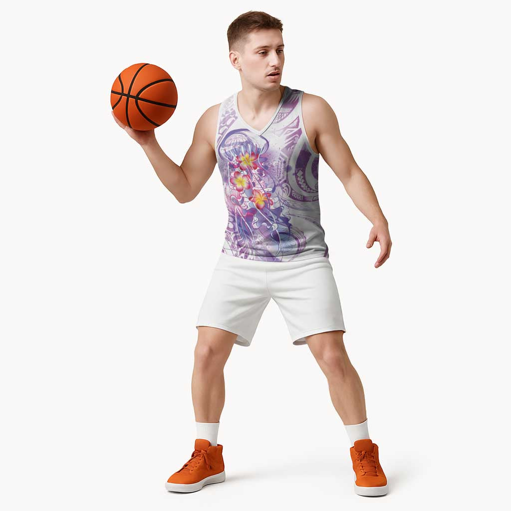 Lavender Polynesian Jellyfish Basketball Jersey Watercolor Glows LT7 - Polynesian Pride