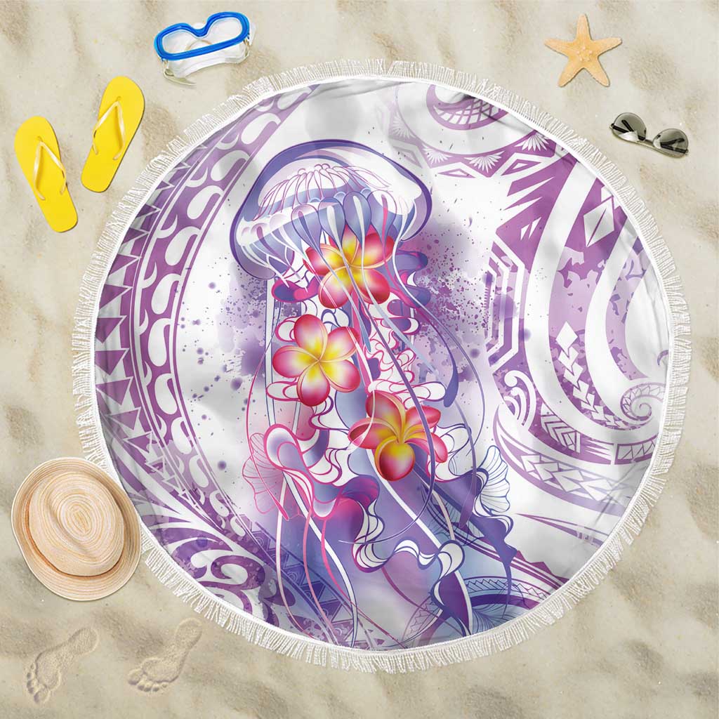 Lavender Polynesian Jellyfish Beach Blanket Watercolor Glows LT7 One Size 150cm Lavender - Polynesian Pride