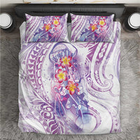 Lavender Polynesian Jellyfish Bedding Set Watercolor Glows - Polynesian Pride