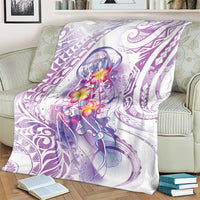 Lavender Polynesian Jellyfish Blanket Watercolor Glows - Polynesian Pride