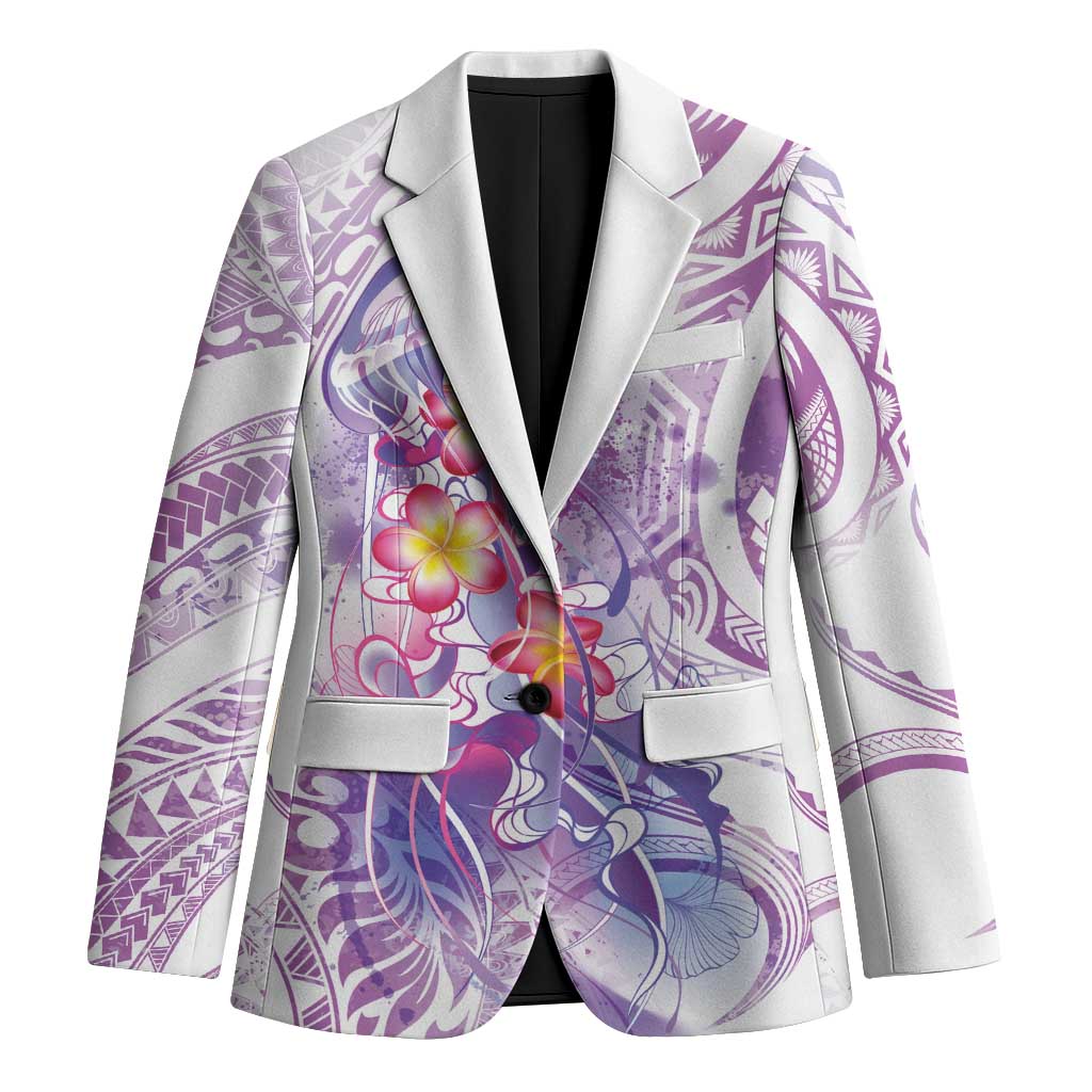 Lavender Polynesian Jellyfish Blazer Watercolor Glows - Polynesian Pride