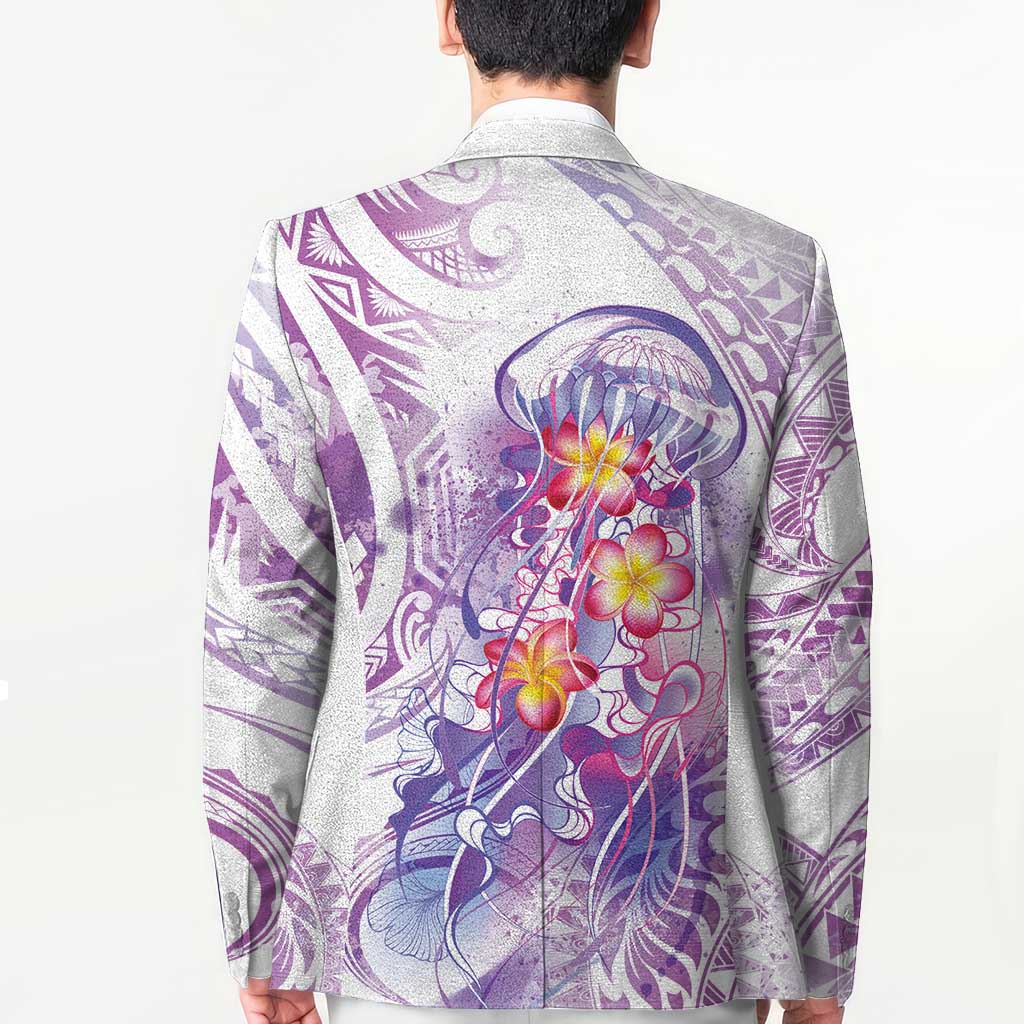 Lavender Polynesian Jellyfish Blazer Watercolor Glows - Polynesian Pride